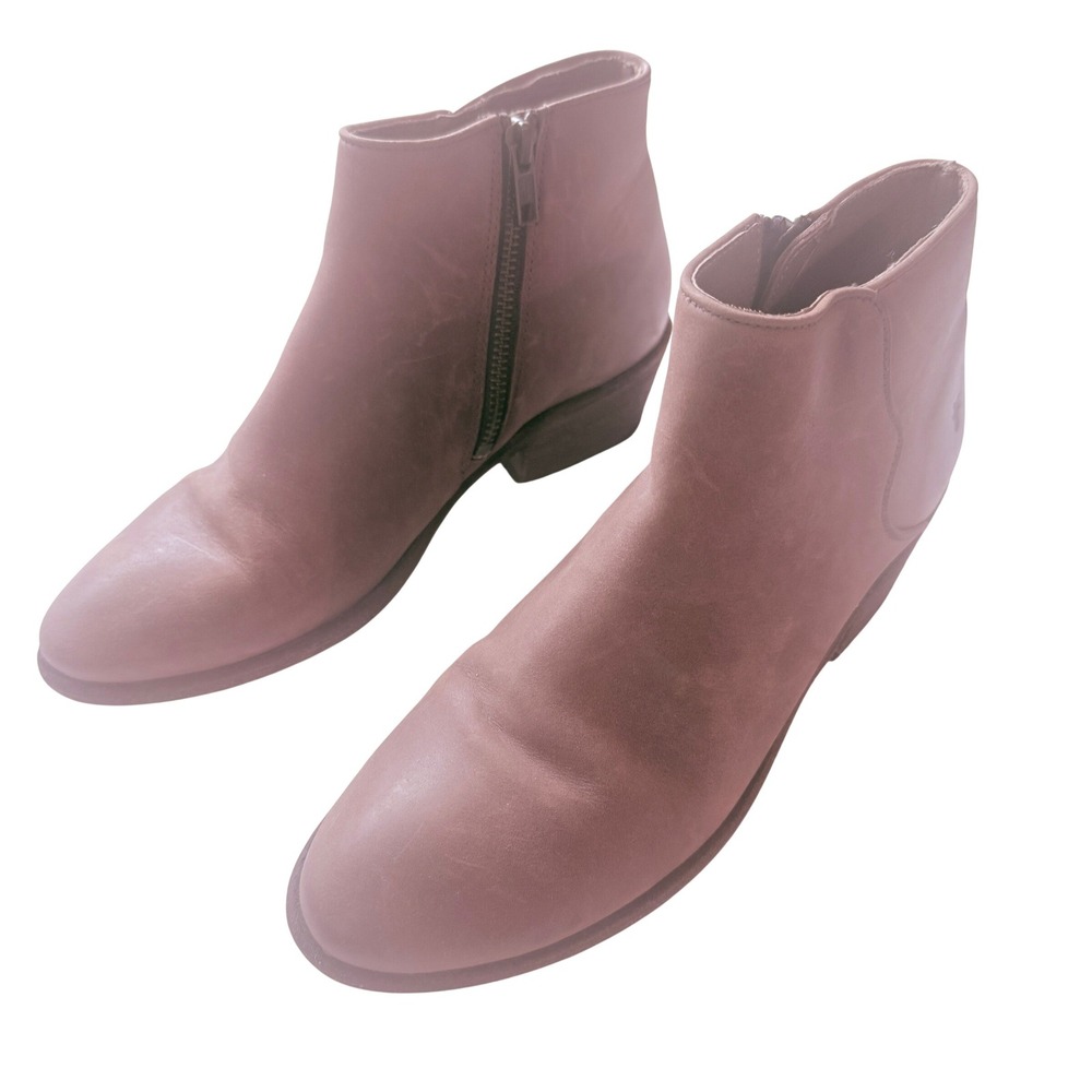 Frye Carson Piping Bootie Women's 7 M Cognac Leather Western Ankle Boots Zip